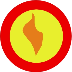 Orange flame badge